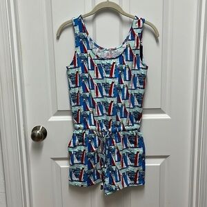 Vineyard Vines America's Cup Marine Sailboat Novelty print Romper, XXS‎ Cruise
